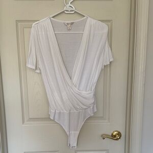 Banana Republic White Wrap V-Neck Bodysuit